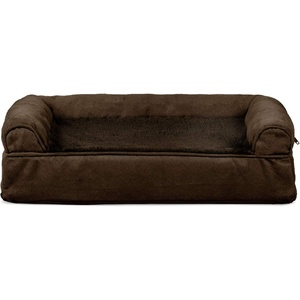 FurHaven Orthopedic Dog Bed for Large Dogs, Sofa-Style with Cool Gel-Top Foam with a Solid Orthopedic Foam Base for Joint Support, Removable Washable Cover, Jumbo XL, Plush & Suede, Gray(Espresso)