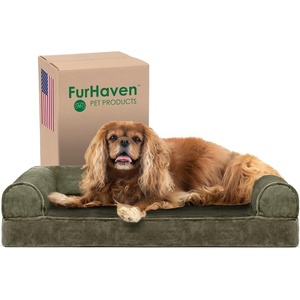 FurHaven Orthopedic Dog Bed for Large Dogs, Sofa-Style with Cool Gel-Top Foam with a Solid Orthopedic Foam Base for Joint Support, Removable Washable Cover, Jumbo XL, Plush & Suede, Gray(Dark Sage)