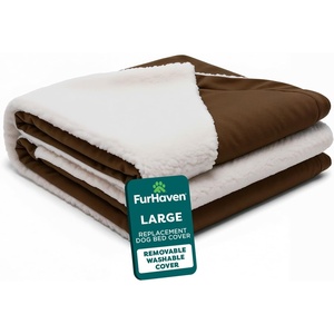 FurHaven Replacement Dog Bed Cover for Sherpa & Suede Snuggery, Fits Cool Gel-Top Foam Beds & Solid Orthopedic Foam Beds, Machine Washable, Jumbo XL (44 inch), Gray(Faux Lambswool & Suede Espresso)