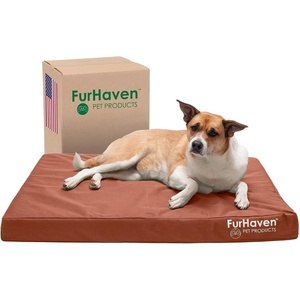 FurHaven Water-Resistant Orthopedic Dog Bed for Large Dogs, Oxford Polycanvas Mattress with Orthopedic Solid Slab Foam for Joint Support, Removable Washable Cover, Jumbo XL, Stone Gray(Chestnut)