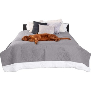 FurHaven Waterproof Blanket & Furniture Protector Cover with Non-Slip Backing, Machine Washable, Jumbo/King, Quilted Twill, Gray(Quilted Gray)