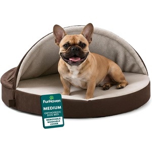 Furhaven 26″ Round Orthopedic Dog Bed for Medium/Small Dogs w/ Removable Washable Cover, For Dogs Up to 30 lbs – Sherpa & Suede Snuggery – Gray, 26-inch(Espresso)