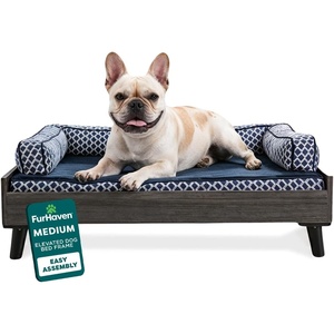 Furhaven Elevated Dog Bed Frame for 30″ x 20″ Medium Dog Beds, Easy Assembly – Mid-Century Modern Bed Frame – Gray Wash, Medium(Veneer Gray Wash)