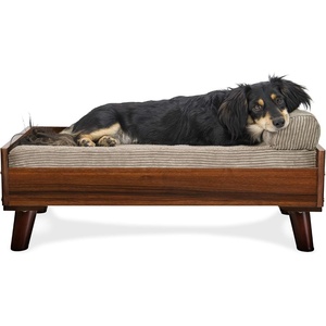 Furhaven Elevated Dog Bed Frame for 30″ x 20″ Medium Dog Beds, Easy Assembly – Mid-Century Modern Bed Frame – Gray Wash, Medium(Veneer Walnut)