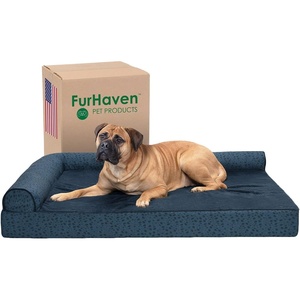 Furhaven Memory Foam Dog Bed for Large Dogs w/ Removable Bolsters & Washable Cover, For Dogs Up to 95 lbs – Two-Tone Plush Faux Fur & Suede L Shaped Chaise – Stone Gray, Jumbo/XL((Two-Tone Faux Fur & Suede) Dark Sage)