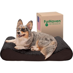 Furhaven Memory Foam Dog Bed for Large Dogs w/ Removable Washable Cover, For Dogs Up to 75 lbs – Ultra Plush Faux Fur & Suede Luxe Lounger Contour Mattress – Gray, Jumbo/XL(Chocolate (Ultra Plush Faux Fur & Suede Luxe))
