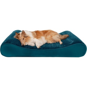 Furhaven Memory Foam Dog Bed for Large Dogs w/ Removable Washable Cover, For Dogs Up to 75 lbs – Ultra Plush Faux Fur & Suede Luxe Lounger Contour Mattress – Gray, Jumbo/XL(Spruce Blue)