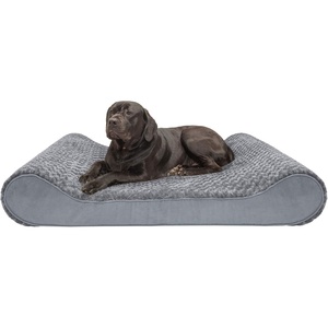 Furhaven Memory Foam Dog Bed for Large Dogs w/ Removable Washable Cover, For Dogs Up to 75 lbs – Ultra Plush Faux Fur & Suede Luxe Lounger Contour Mattress – Gray, Jumbo/XL(Gray)