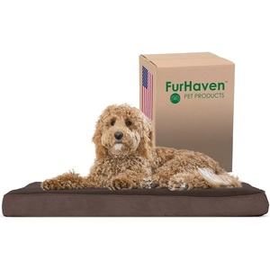 Furhaven Orthopedic Dog Bed – Classic Cushion with Plush Tufted Top, Supportive Foam Mattress, Removable Washable Cover, Joint Relief – Gray, Large(Espresso)