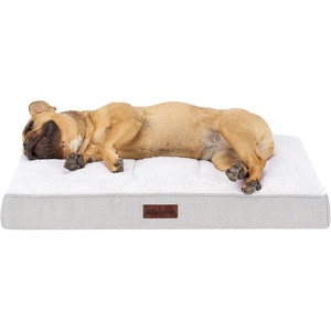 Furhaven Orthopedic Dog Bed – Classic Cushion with Plush Tufted Top, Supportive Foam Mattress, Removable Washable Cover, Joint Relief – Gray, Large(Light Gray)