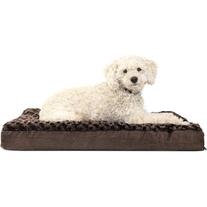 Furhaven Orthopedic Dog Bed – Classic Cushion with Plush Tufted Top, Supportive Foam Mattress, Removable Washable Cover, Joint Relief – Gray, Large(Minky Chocolate)