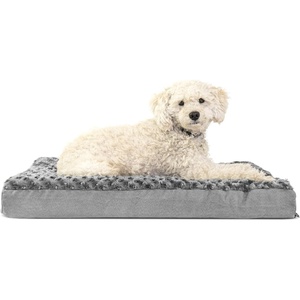 Furhaven Orthopedic Dog Bed – Classic Cushion with Plush Tufted Top, Supportive Foam Mattress, Removable Washable Cover, Joint Relief – Gray, Large(Minky Gray)
