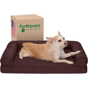 Furhaven Orthopedic Dog Bed for Large Dogs w/ Removable Bolsters & Washable Cover, For Dogs Up to 95 lbs – Quilted Sofa – Navy (Blue), Jumbo/XL(Coffee)