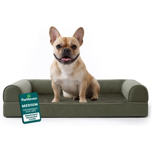 Furhaven Orthopedic Dog Bed for Large Dogs w/ Removable Bolsters & Washable Cover, For Dogs Up to 95 lbs – Quilted Sofa – Navy (Blue), Jumbo/XL(Dark Sage)