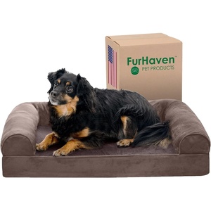Furhaven Orthopedic Dog Bed for Large Dogs w/ Removable Bolsters & Washable Cover, For Dogs Up to 95 lbs – Quilted Sofa – Navy (Blue), Jumbo/XL(Driftwood Brown)