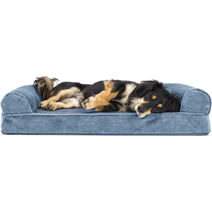 Furhaven Orthopedic Dog Bed for Large Dogs w/ Removable Bolsters & Washable Cover, For Dogs Up to 95 lbs – Quilted Sofa – Navy (Blue), Jumbo/XL(Harbor Blue)