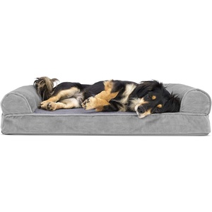 Furhaven Orthopedic Dog Bed for Large Dogs w/ Removable Bolsters & Washable Cover, For Dogs Up to 95 lbs – Quilted Sofa – Navy (Blue), Jumbo/XL(Smoke Gray)