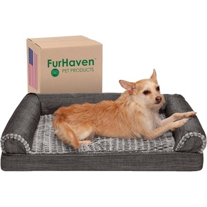 Furhaven Orthopedic Dog Bed for Large/Medium Dogs w/ Removable Bolsters & Washable Cover, For Dogs Up to 55 lbs – Plush & Suede Sofa – Gray, Large(Charcoal)