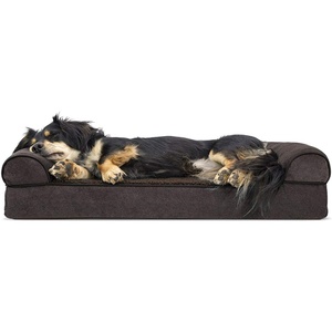 Furhaven Orthopedic Dog Bed for Large/Medium Dogs w/ Removable Bolsters & Washable Cover, For Dogs Up to 55 lbs – Plush & Suede Sofa – Gray, Large(Coffee)