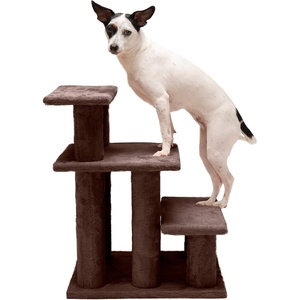 Furhaven Steady Paws Multi-Step Pet Stairs for High Beds & Sofas – Cream, 3-Step(Brown)