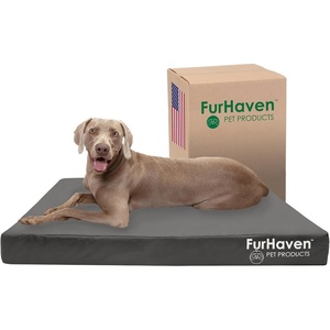Furhaven Water-Resistant Cooling Gel Dog Bed for Large Dogs w/ Removable Washable Cover, For Dogs Up to 125 lbs – Indoor/Outdoor Logo Print Oxford Polycanvas Mattress – Stone Gray, Jumbo Plus/XXL