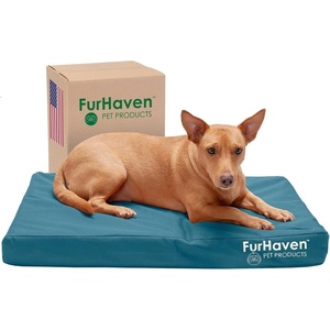 Furhaven Water-Resistant Orthopedic Dog Bed for Large Dogs w/ Removable Washable Cover, For Dogs Up to 95 lbs – Indoor/Outdoor Logo Print Oxford Polycanvas Mattress – Stone Gray, Jumbo/XL(Water-Resistant Logo Print (Deep Lagoon))