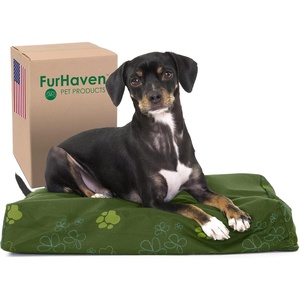 Furhaven Water-Resistant Orthopedic Dog Bed for Large Dogs w/ Removable Washable Cover, For Dogs Up to 95 lbs – Indoor/Outdoor Logo Print Oxford Polycanvas Mattress – Stone Gray, Jumbo/XL(Water-Resistant Garden Print (Jungle Green))