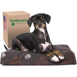 Furhaven Water-Resistant Orthopedic Dog Bed for Large Dogs w/ Removable Washable Cover, For Dogs Up to 95 lbs – Indoor/Outdoor Logo Print Oxford Polycanvas Mattress – Stone Gray, Jumbo/XL(Water-Resistant Garden Print (Bark Brown))
