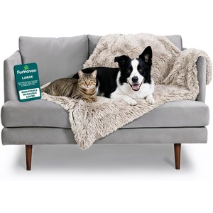 Furhaven Waterproof Throw Blanket for Dogs & Indoor Cats, Reversible Protective Pet Blanket, Large, Long Faux Fur & Velvet, Driftwood