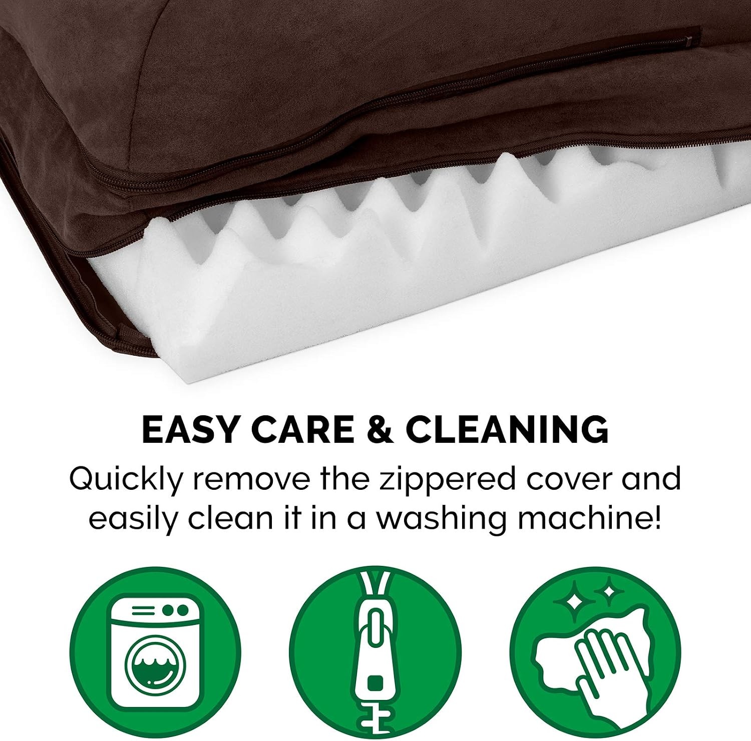 image:imageFurhaven Orthopedic Dog Bed for LargeMedium Dogs w Removable Bolsters amp Washable Cover For Dogs Up to 55 lbs TwoTone Plush Faux Fur amp Suede L Shaped Chaise Espresso Large