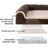 Furhaven Orthopedic Dog Bed for Large/Medium Dogs w/ Removable Bolsters & Washable Cover, For Dogs Up to 55 lbs – Two-Tone Plush Faux Fur & Suede L Shaped Chaise – Espresso, Large