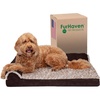 Furhaven Orthopedic Dog Bed for Large/Medium Dogs w/ Removable Bolsters & Washable Cover, For Dogs Up to 55 lbs – Two-Tone Plush Faux Fur & Suede L Shaped Chaise – Espresso, Large