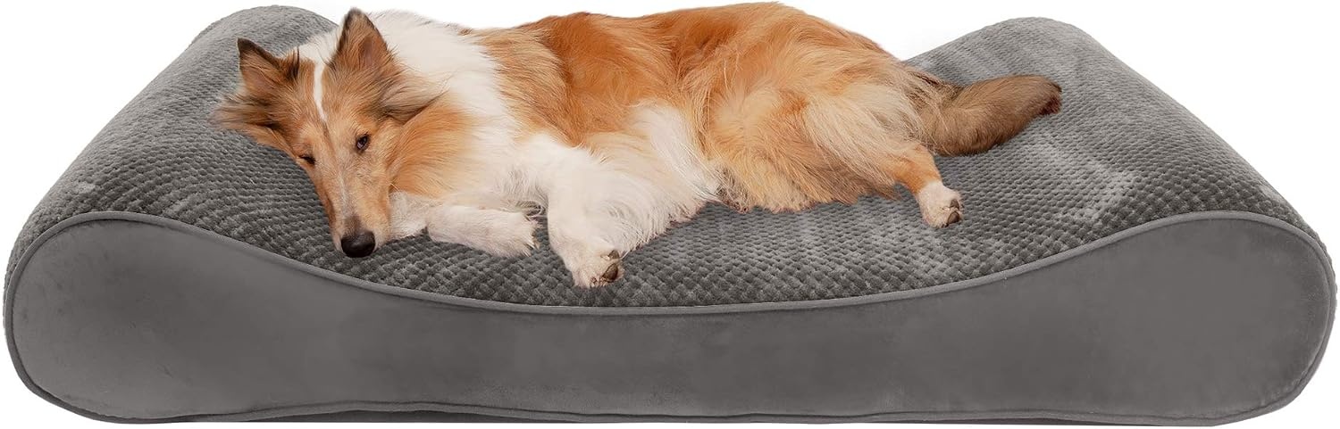 image:imageFurhaven Cooling Gel Dog Bed for Large Dogs w Removable Washable Cover For Dogs Up to 150 lbs Ultra Plush Faux Fur amp Suede Luxe Lounger Contour Mattress Gray Jumbo PlusXXLMinky Plush Velvet Gray