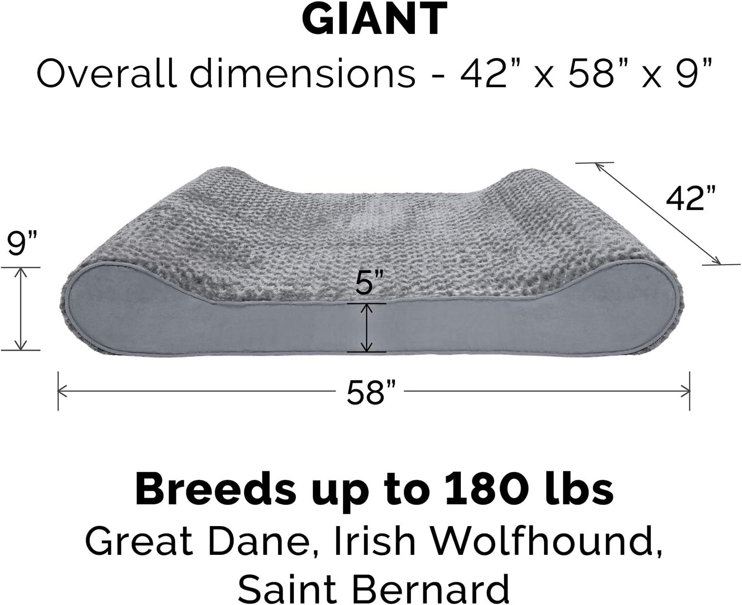image:imageFurhaven Cooling Gel Dog Bed for Large Dogs w Removable Washable Cover For Dogs Up to 150 lbs Ultra Plush Faux Fur amp Suede Luxe Lounger Contour Mattress Gray Jumbo PlusXXLUltra Plush Gray