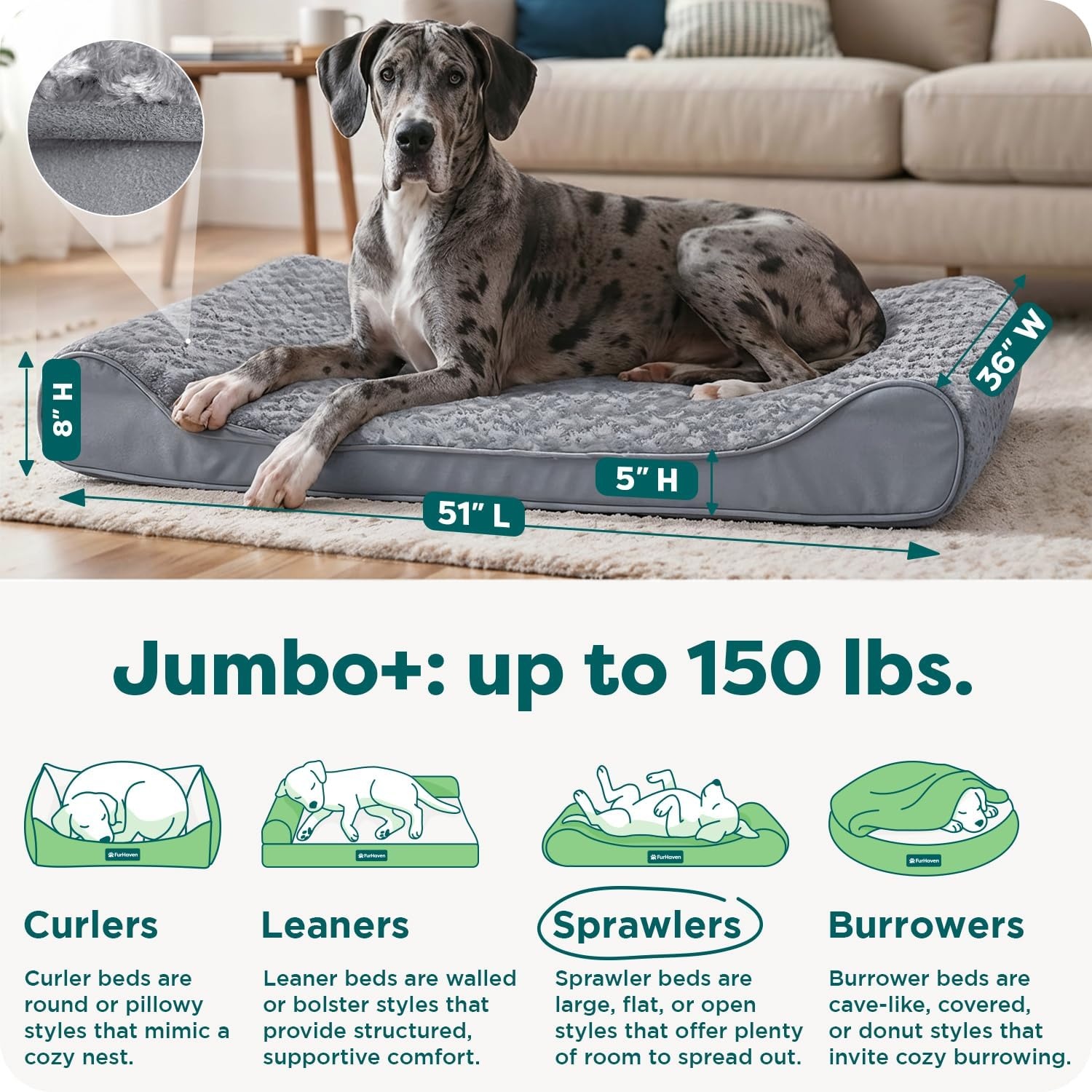 image:imageFurhaven Cooling Gel Dog Bed for Large Dogs w Removable Washable Cover For Dogs Up to 150 lbs Ultra Plush Faux Fur amp Suede Luxe Lounger Contour Mattress Gray Jumbo PlusXXLUltra Plush Gray