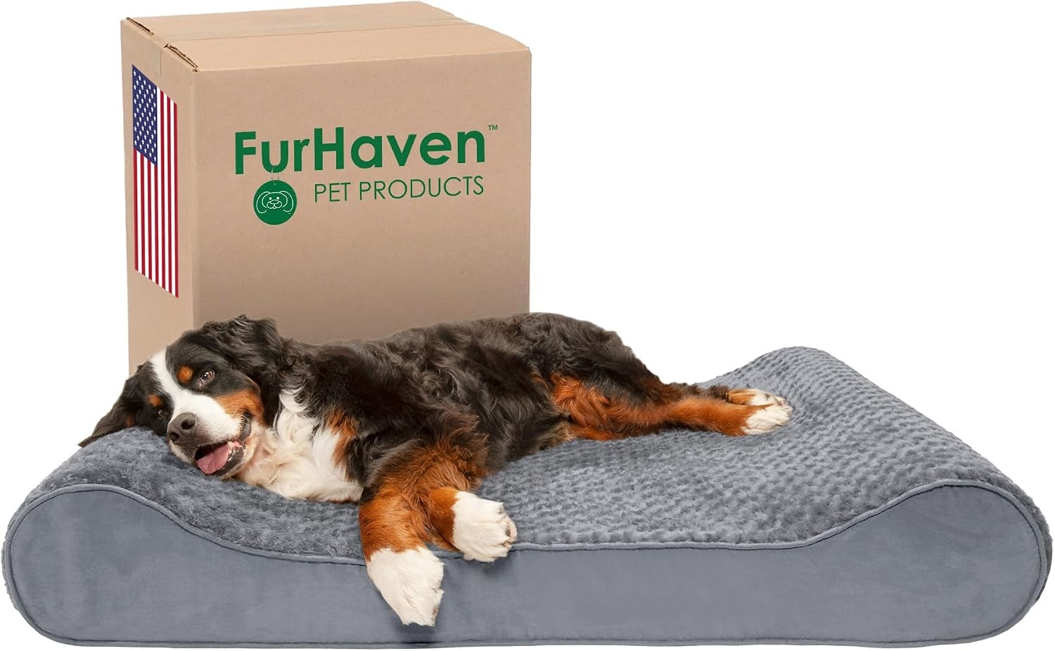 image:imageFurhaven Cooling Gel Dog Bed for Large Dogs w Removable Washable Cover For Dogs Up to 150 lbs Ultra Plush Faux Fur amp Suede Luxe Lounger Contour Mattress Gray Jumbo PlusXXLUltra Plush Gray