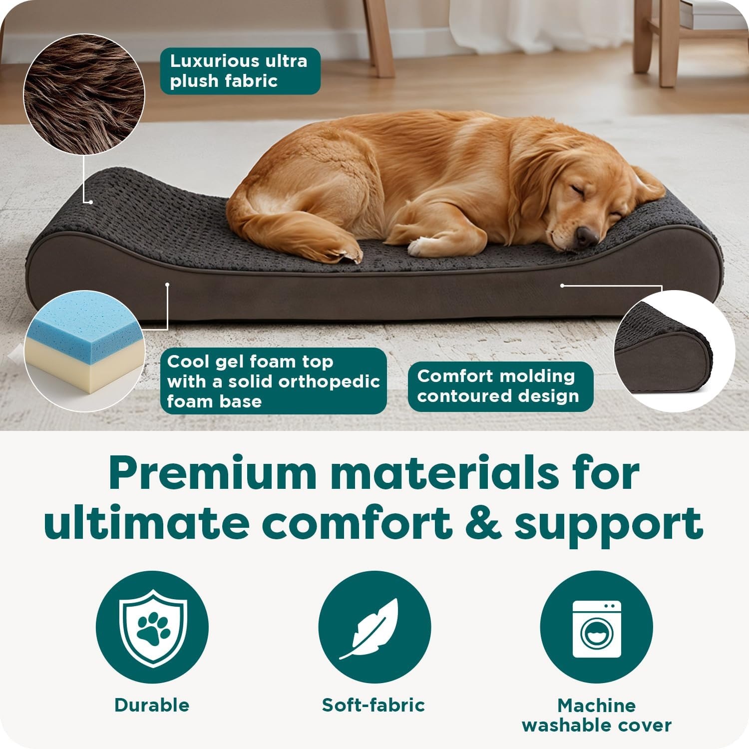 image:imageFurhaven Cooling Gel Dog Bed for Large Dogs w Removable Washable Cover For Dogs Up to 150 lbs Ultra Plush Faux Fur amp Suede Luxe Lounger Contour Mattress Gray Jumbo PlusXXLUltra Plush Gray