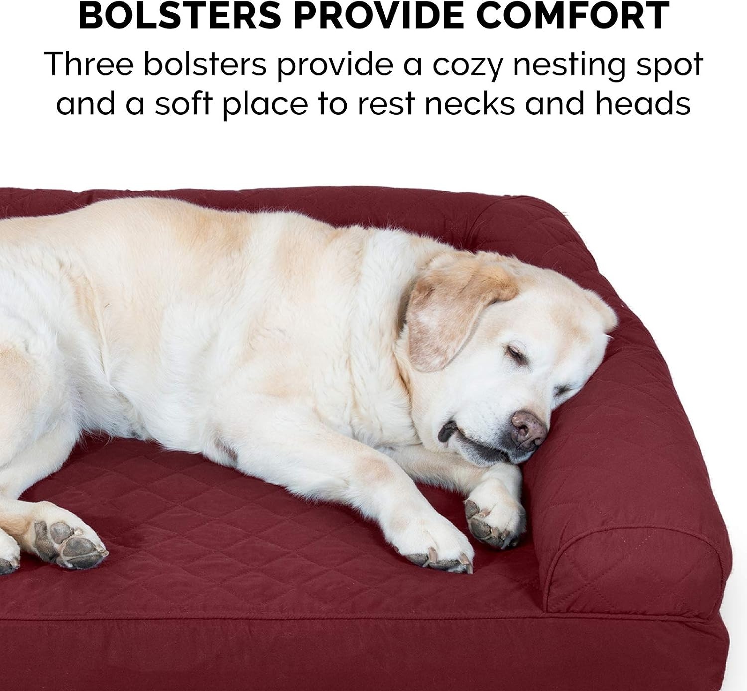 image:imageFurhaven Cozy Orthopedic Dog Bed for Large Dogs w Removable Bolsters amp Washable Cover For Dogs Up to 95 lbs Plush amp Diamond Print Nest Top Sofa Gray JumboXLWine Red Quilted Sofa