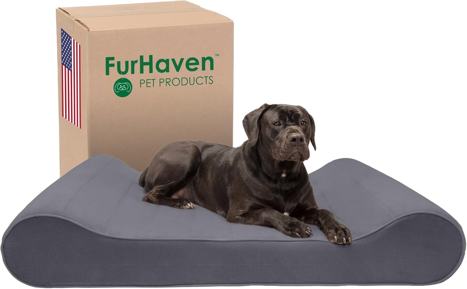 image:imageFurhaven Cozy Orthopedic Dog Bed for Large Dogs w Removable Bolsters amp Washable Cover For Dogs Up to 95 lbs Plush amp Diamond Print Nest Top Sofa Gray JumboXLGray