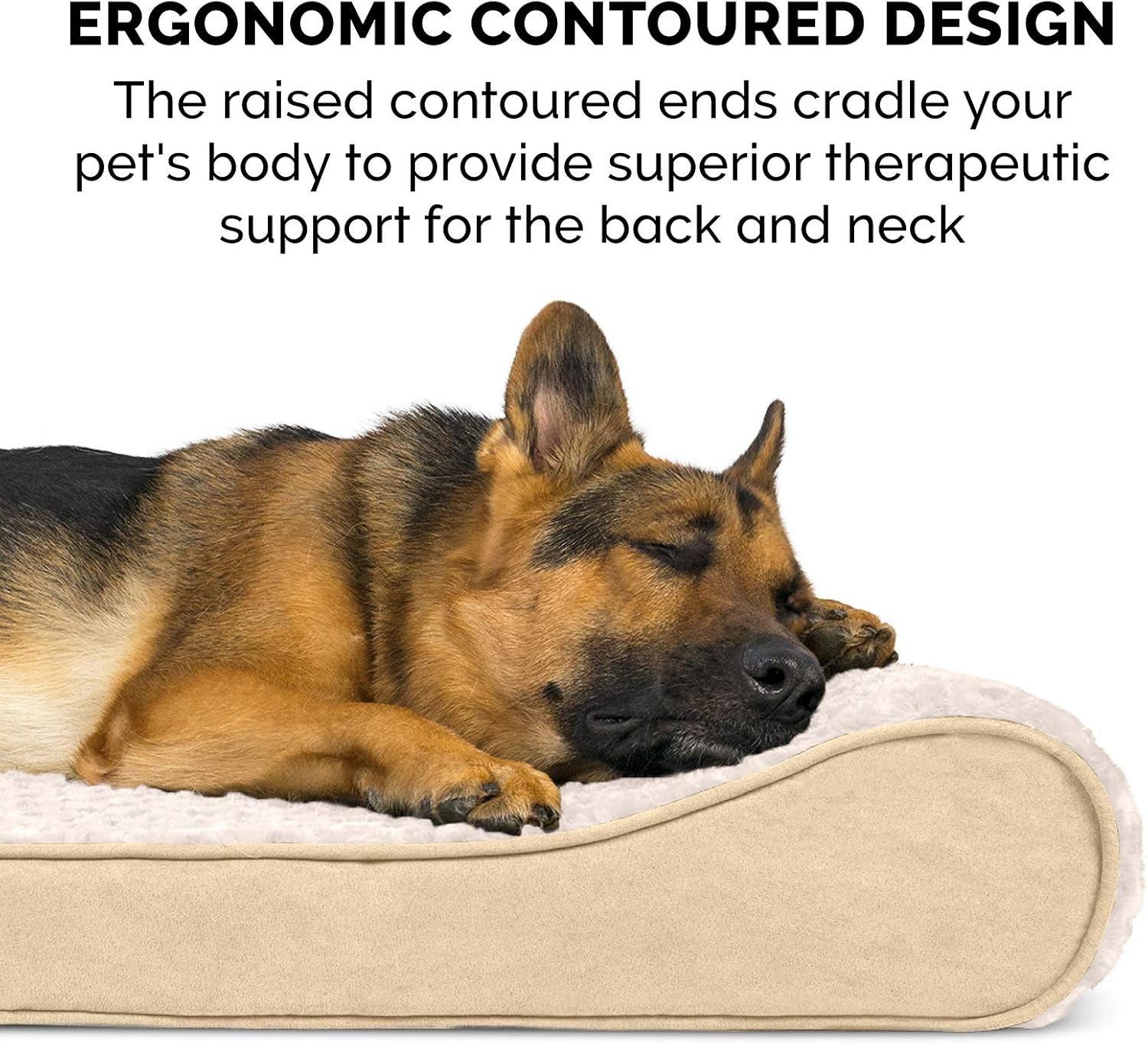 image:imageFurhaven Memory Foam Dog Bed for Large Dogs w Removable Washable Cover For Dogs Up to 75 lbs Ultra Plush Faux Fur amp Suede Luxe Lounger Contour Mattress Cream JumboXL
