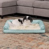 Furhaven Cozy Orthopedic Dog Bed for Large Dogs w/ Removable Bolsters & Washable Cover, For Dogs Up to 95 lbs – Plush & Diamond Print Nest Top Sofa – Gray, Jumbo/XL(Aqua (Plush & Diamond Print Nest Top))