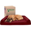Furhaven Cozy Orthopedic Dog Bed for Large Dogs w/ Removable Bolsters & Washable Cover, For Dogs Up to 95 lbs – Plush & Diamond Print Nest Top Sofa – Gray, Jumbo/XL(Wine Red (Quilted Sofa))