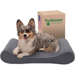 Furhaven Cozy Orthopedic Dog Bed for Large Dogs w/ Removable Bolsters & Washable Cover, For Dogs Up to 95 lbs – Plush & Diamond Print Nest Top Sofa – Gray, Jumbo/XL(Gray)